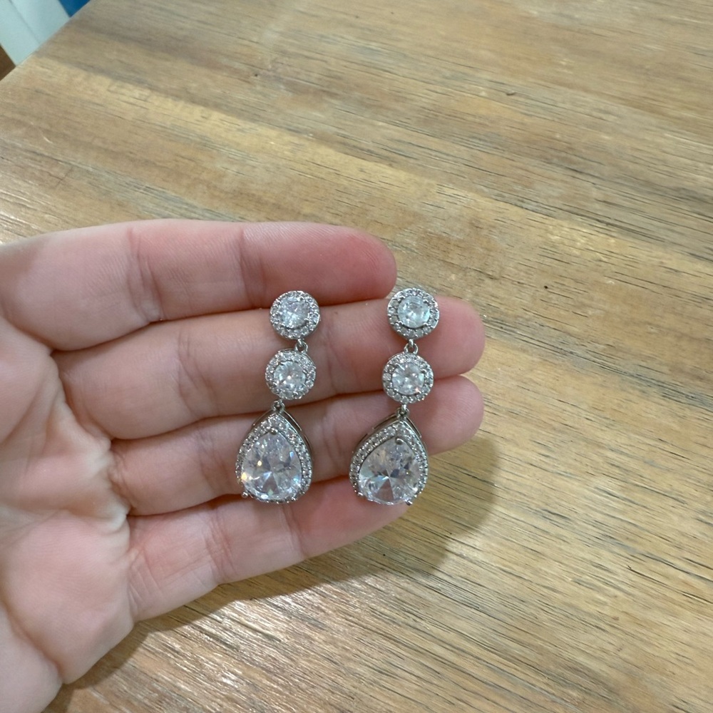 Elegant Silver and Clear Drop Earrings